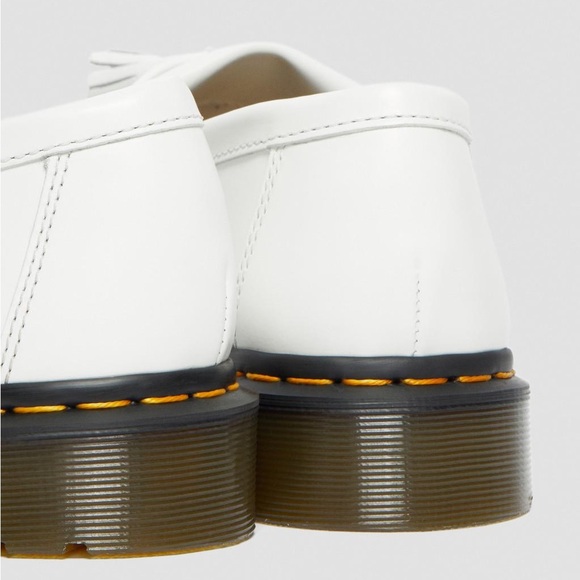 DR MARTENS ADRIAN YELLOW STITCH LEATHER TASSEL LOAFERS WHITE SMOOTH LEATHER - Picture 7 of 8